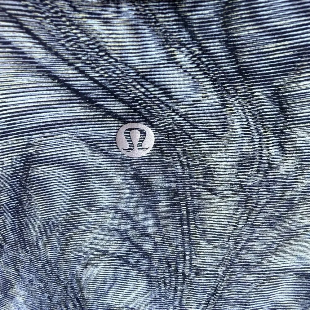 Lululemon High Neck Split Hem Run Tank Women’s Size 2 Blue Multi W1DAAS